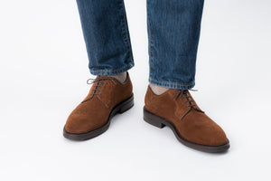 The Plain Toe Blucher - Medium Brown Suede