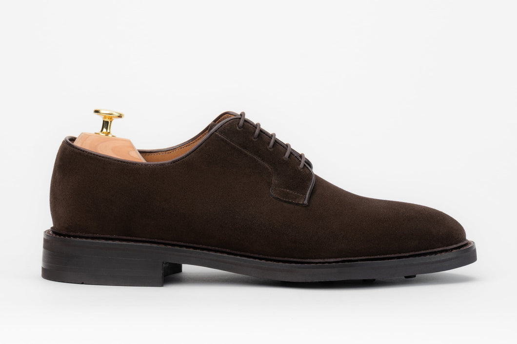 The Plain Toe Blucher - Brown Suede Profile