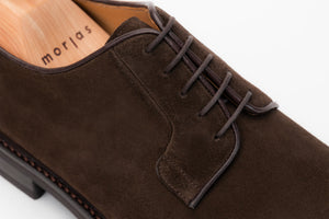 The Plain Toe Blucher - Brown Suede Close up